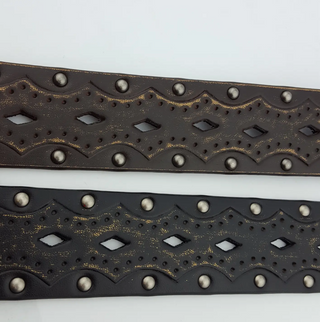 Western Silver Rectangular Concho Leather Belt - White Lily Boutique