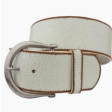 Wide Vintage Leather Belt with Horseshoe Buckle