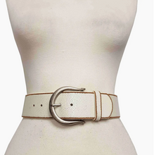 Wide Vintage Leather Belt with Horseshoe Buckle