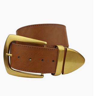 Wide Width Belt with Western Statement Buckle Loop Tip Set - White Lily Boutique