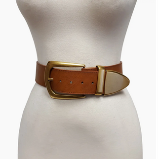 Wide Width Belt with Western Statement Buckle Loop Tip Set - White Lily Boutique