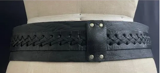 Leather Belt with Strings Black - White Lily Boutique