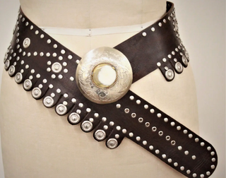 B394 Leather Belt with Coins - White Lily Boutique