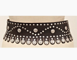 B394 Leather Belt with Coins - White Lily Boutique