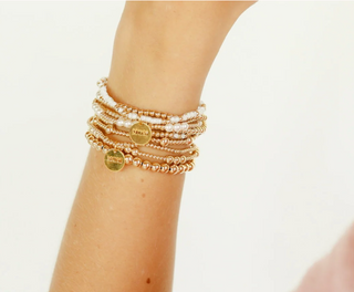 Stackable Beaded Blondes 14k gold fill beaded bracelets Mom Sprinkle Charm Bracelet