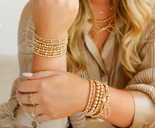 Stackable Beaded Blondes 14k gold fill beaded bracelets Champagne June Bracelet