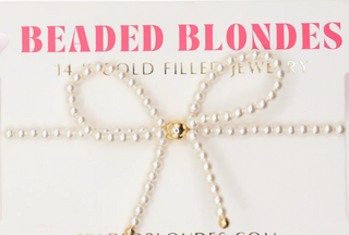 Stackable Beaded Blondes 14k gold fill beaded bracelets Pearl Bow Bracelet