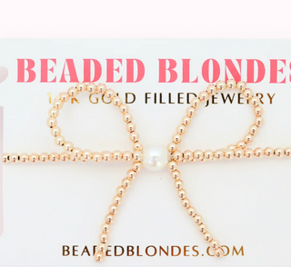 Stackable Beaded Blondes 14k gold fill beaded bracelets Gold Bow Bracelet
