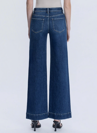 Flying Monkey High Rise Dark Wash Wide leg jeans with front patch pockets and stretch denim