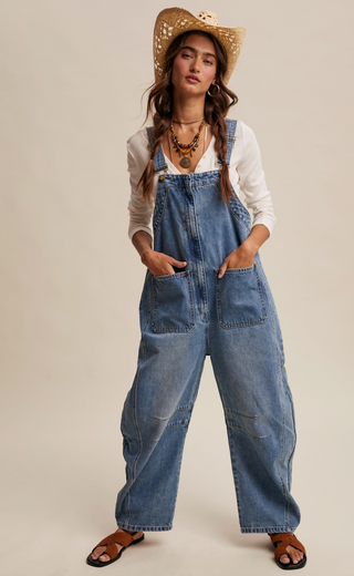 Dusty Trails Wide-Leg Denim Overalls