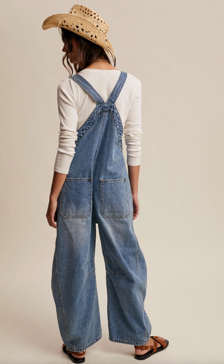 Dusty Trails Wide-Leg Denim Overalls