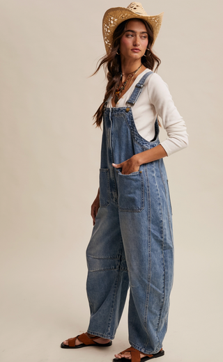 Dusty Trails Wide-Leg Denim Overalls
