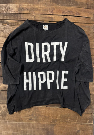 Jaded Gypsy Dirty Hippie Be Free Top in  Midnight  colored  oversized vintage style graphic tee with relaxed fit 