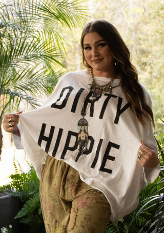 Jaded Gypsy Dirty Hippie Vintage Parchment  colored oversized vintage style graphic tee with relaxed fit