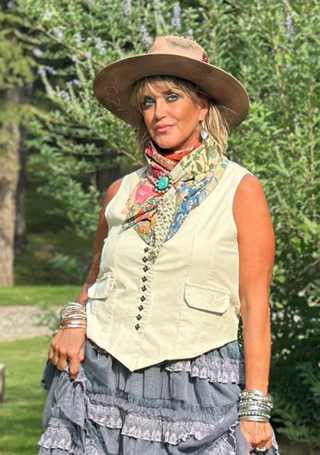 Jaded Gypsy Mesmerized Vest in Parchment Corduroy - boho sleeveless layering vest