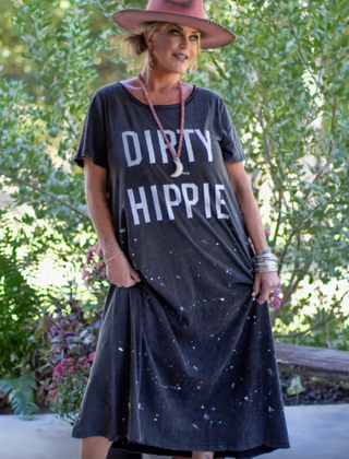 Jaded Gypsy Dirty Hippie  Dress - Vintage black  graphic tee dress with relaxed vintage inspired fit