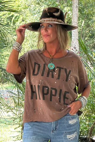 Jaded Gypsy Dirty Hippie Tee - Emerald green graphic tee with relaxed vintage inspired fit