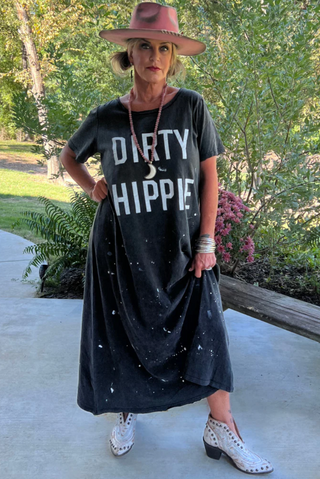 Jaded Gypsy Dirty Hippie  Dress - Vintage black  graphic tee dress with relaxed vintage inspired fit