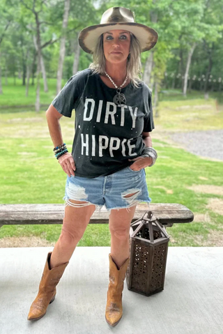 Jaded Gypsy Dirty Hippie Vintage Black, vintage style graphic tee with relaxed fit