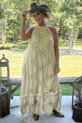 Jaded Gypsy -  Daisy Dreaming Dress Vintage Tea Stain