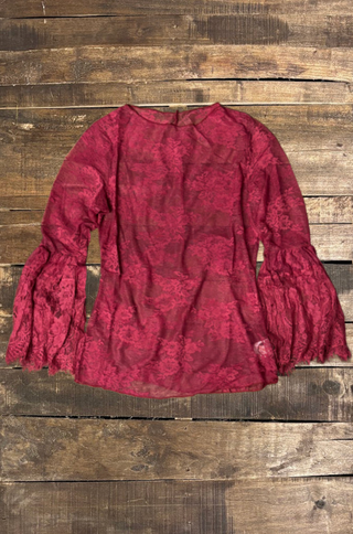 Jaded Gypsy Garden Tea Lace Top - Berry