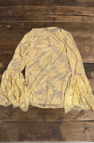 Jaded Gypsy Garden Tea Lace Top - Tea Stain