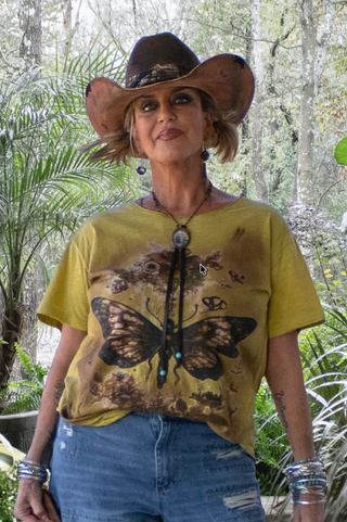 Oversized Jaded Gypsy Moon Dance Boho graphic tee with relaxed fit and vintage-inspired design