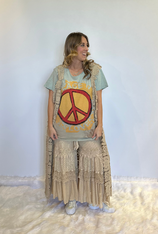 Jaded Gypsy Moon Dance Boho Peaceful Days Tee – Distressed Vintage Cotton Graphic Shirt relaxed boho fit