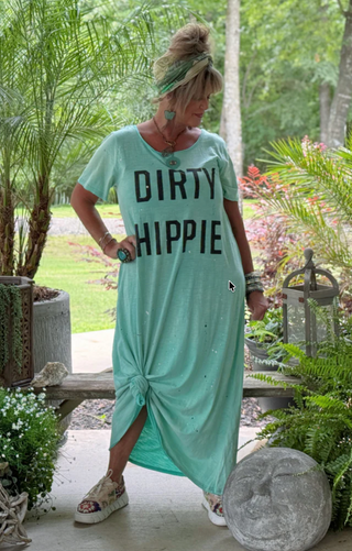 Jaded Gypsy Dirty Hippie Dress - Vintage Mint Splatter Paint Design