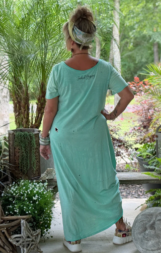 Jaded Gypsy Dirty Hippie Dress - Vintage Mint Splatter Paint Design