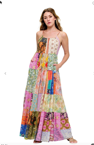 Gypsy Floral Patchwork Maxi Dress