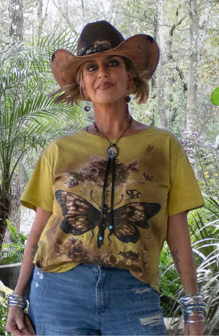 Oversized Jaded Gypsy Moon Dance Boho graphic tee with relaxed fit and vintage-inspired design