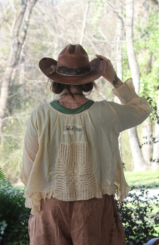 Jaded Gypsy Celestial Drift | Boho Crochet Cotton Blouse