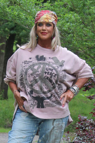 Jaded Gypsy Dance with the Moon "Peace Plum" Oversized Boho Sweatshirt