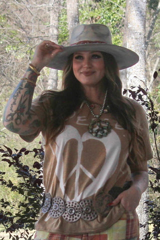 Jaded Gypsy Peace & Love Moon Dance Tee – Distressed Boho Graphic Shirt