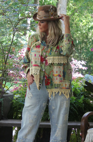 Jaded Gypsy Star Gazing Top - Boho Floral Patchwork Cotton Blouse