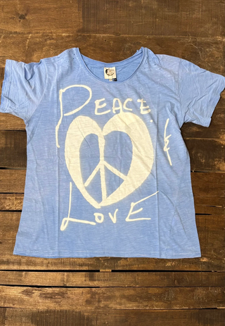 Moon Dance "Sky Peace & Love" Tee: Luxury Distressed Boho Cotton by Jaded Gypsy