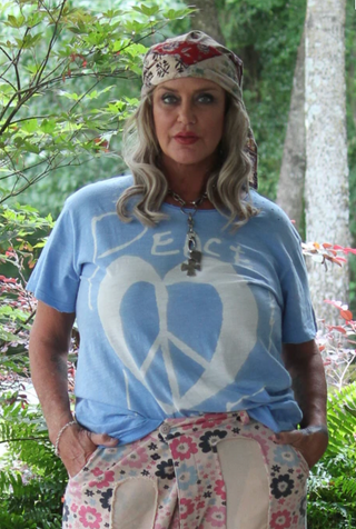 Moon Dance "Sky Peace & Love" Tee: Luxury Distressed Boho Cotton by Jaded Gypsy