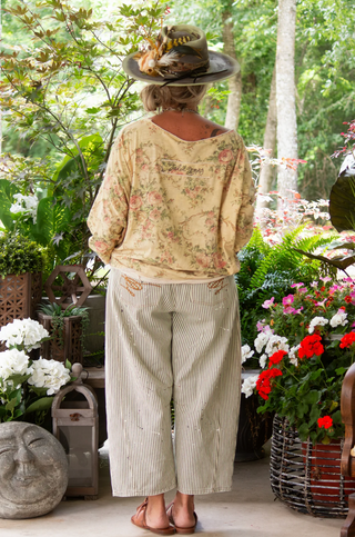 Jaded Gypsy Olive Stripe Barrel Jean | Artisanal American Cotton