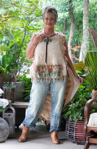 Jaded Gypsy | Ruffle Up High-Lo Cotton Top - Parchment Floral - Reversible