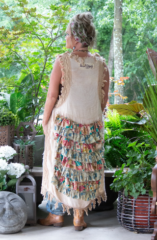 Jaded Gypsy | Ruffle Up High-Lo Cotton Top - Parchment Floral - Reversible 