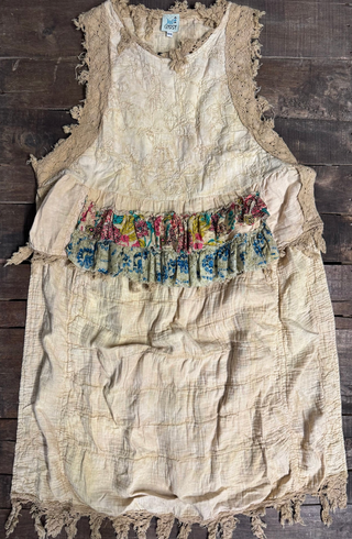 Jaded Gypsy | Ruffle Up High-Lo Cotton Top - Parchment Floral - Reversible 