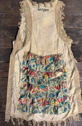 Jaded Gypsy | Ruffle Up High-Lo Cotton Top - Parchment Floral - Reversible 