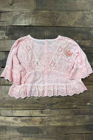 Jaded Gypsy Softly Worn Eyelet Top - Rose