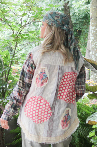 Star Dreamer Moon Thread Cotton Shirt | Artisanal Patchwork By Jaded Gypsy