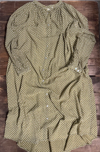 Jaded Gypsy Sweet Nothings Maxi: Artisanal Olive Dot Shirt Dress