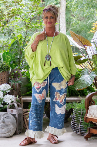 Jaded Gypsy Be Free Top | Artisanal Preshrunk Luxury Cotton In VINTAGE CHARTREUSE