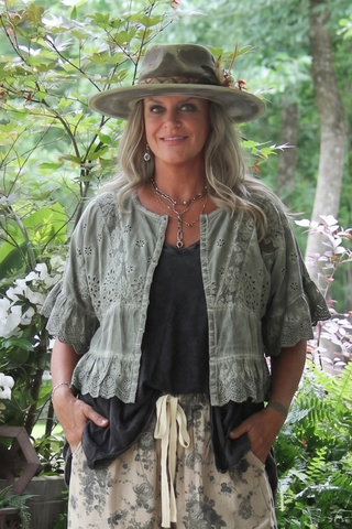 Softly Worn Eyelet Top - Charcoal by Jaded Gypsy