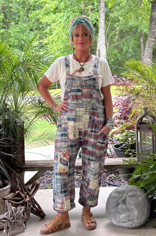 Travels Await Overalls - Blue Plaid by Jaded Gypsy