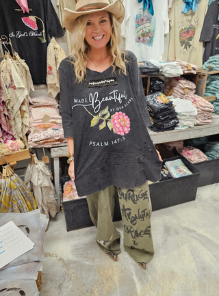 Made Beautiful By Our Scars Tattered Tee by A Rare Bird